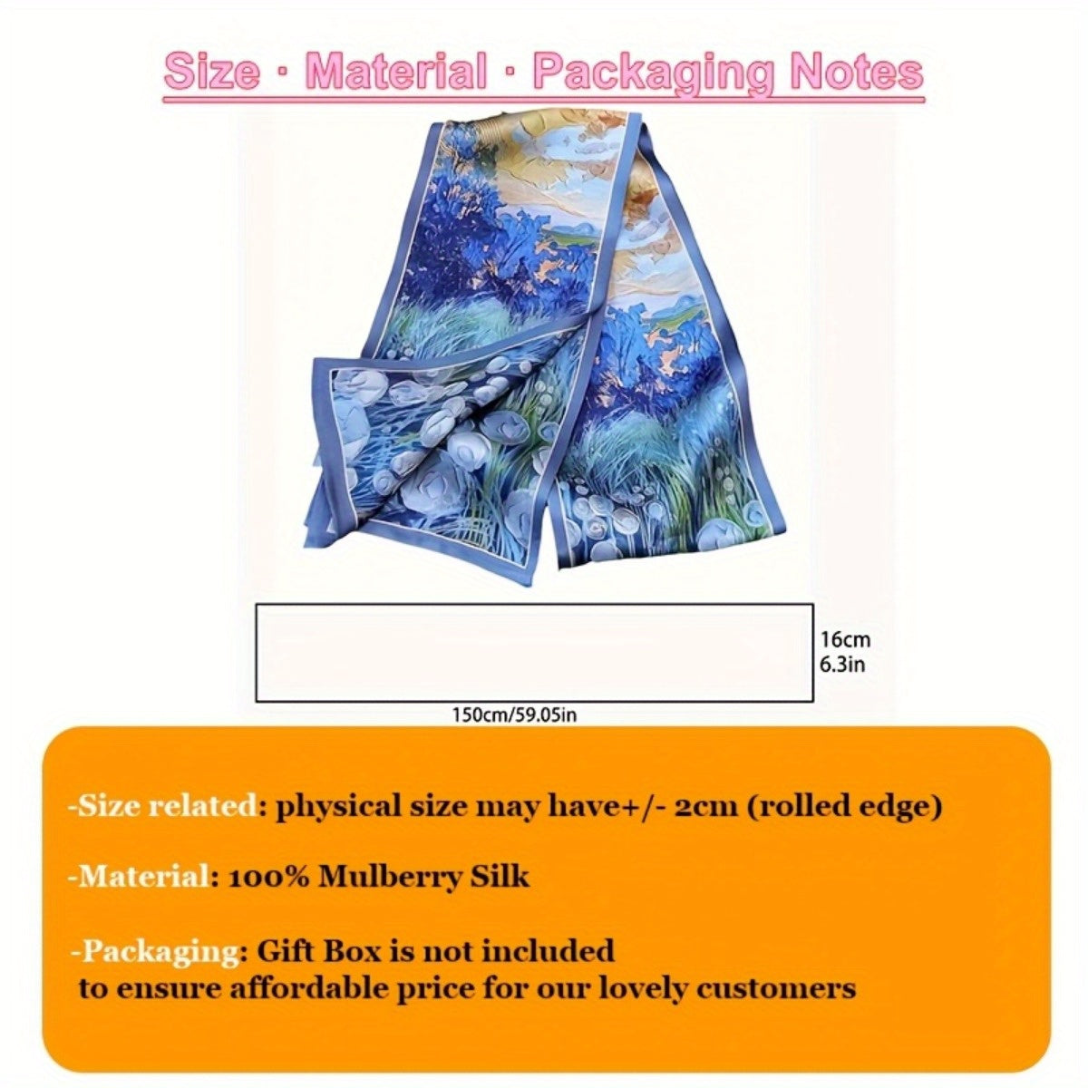 100 Percent Mulberry Silk Scarf for Women Breathable Warm Long Shawl Windproof Tie Dye Hand Wash