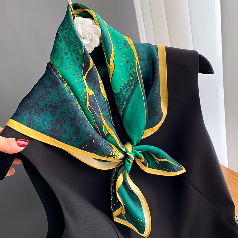 Elegant Green Floral Scarf - Boho Head Wrap & Fashion Hair Accessory for Women