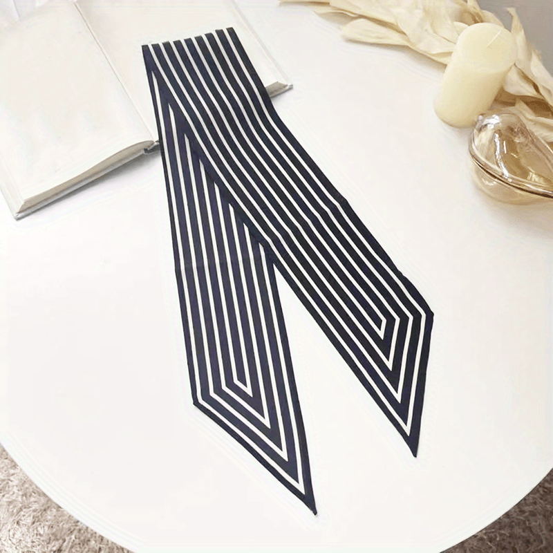 Versatile Satin Scarf 1 Pack Striped Ribbon Scarf Minimalist Long Narrow Fashion Accessory for Neck Hair Bag
