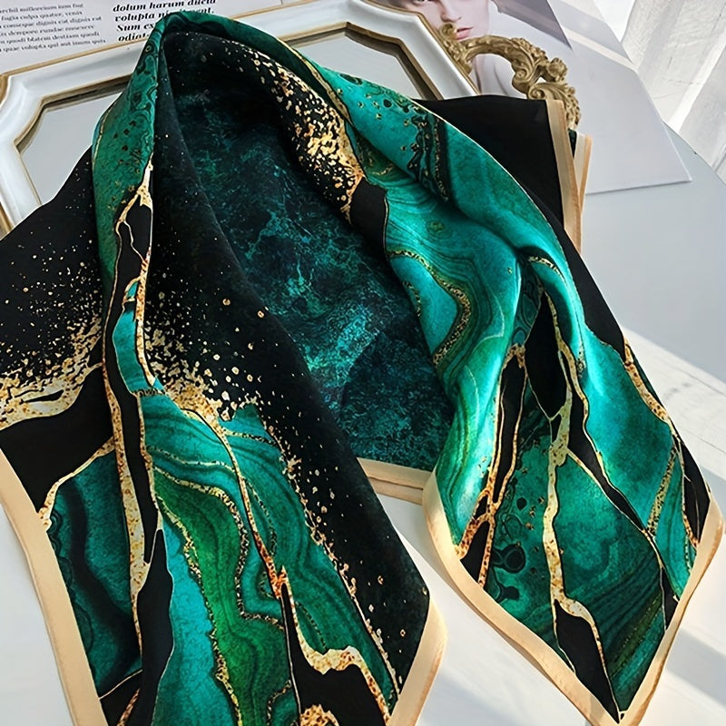 Elegant Green Floral Scarf - Boho Head Wrap & Fashion Hair Accessory for Women