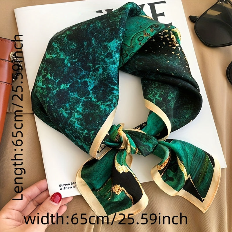 Elegant Green Floral Scarf - Boho Head Wrap & Fashion Hair Accessory for Women