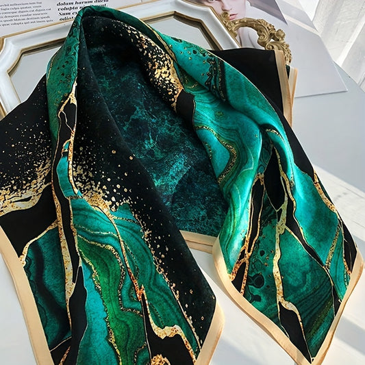 Elegant Green Floral Scarf - Boho Head Wrap & Fashion Hair Accessory for Women