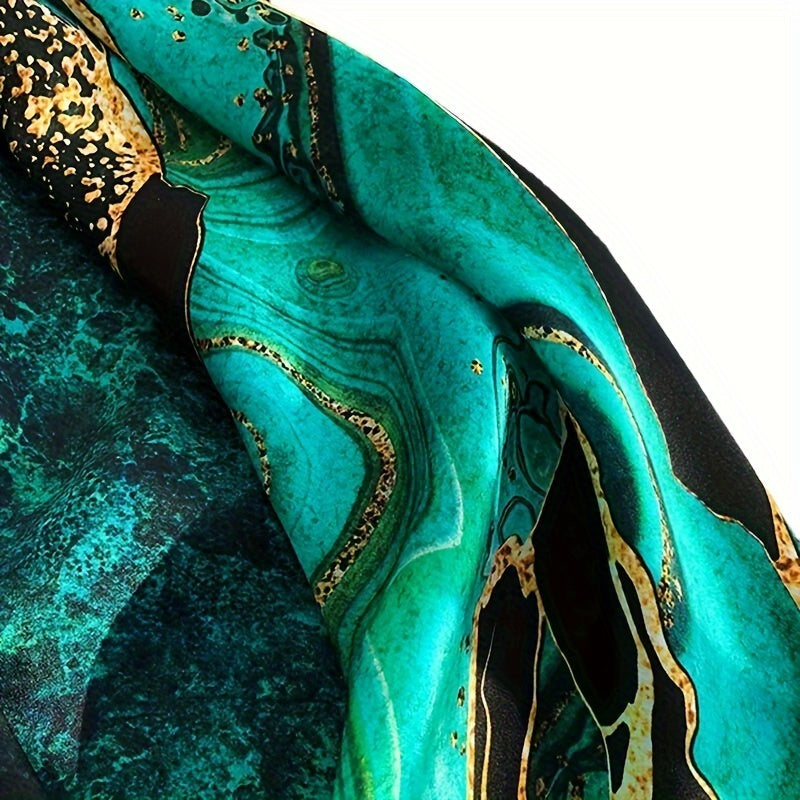 Elegant Green Floral Scarf - Boho Head Wrap & Fashion Hair Accessory for Women