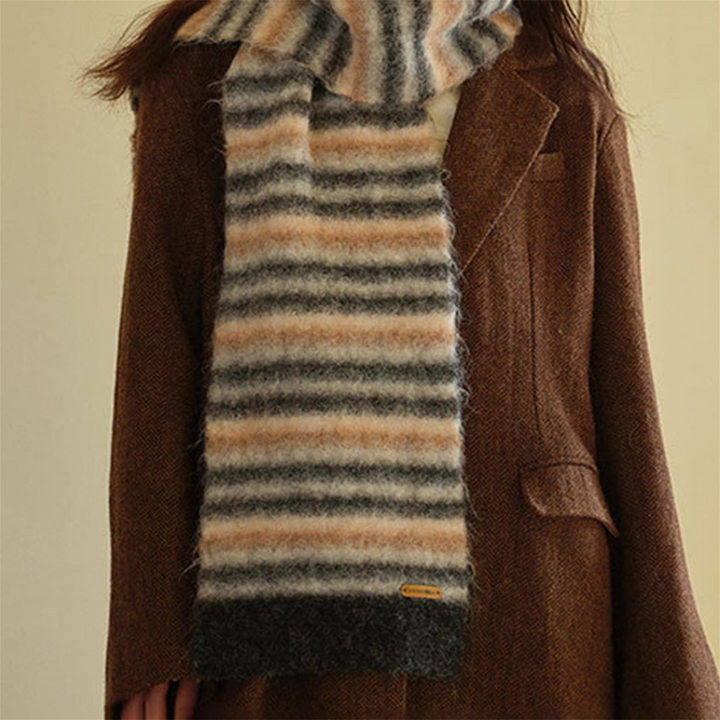 Scarf for Women Winter Scarves - Cozy Striped Knit Infinity, Soft Plush Yarn, Casual Fashion