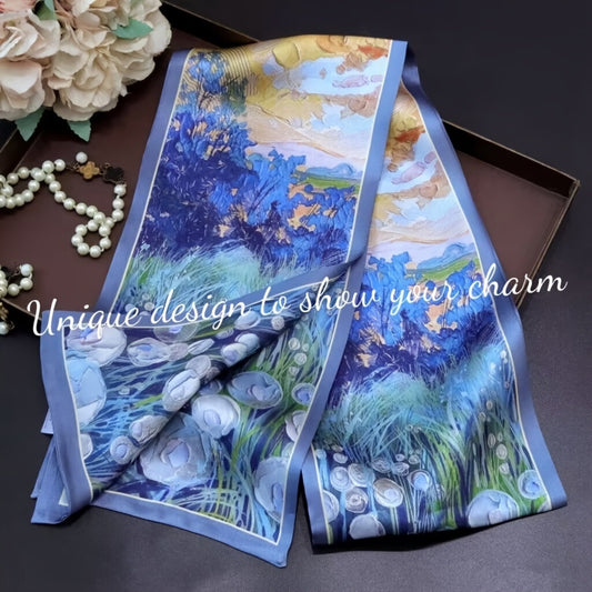 100 Percent Mulberry Silk Scarf for Women Breathable Warm Long Shawl Windproof Tie Dye Hand Wash