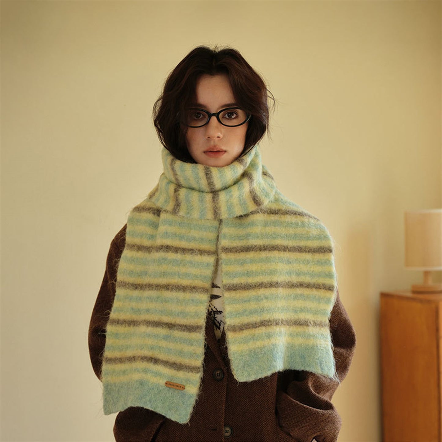 Scarf for Women Winter Scarves - Cozy Striped Knit Infinity, Soft Plush Yarn, Casual Fashion