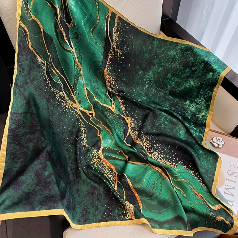 Elegant Green Floral Scarf - Boho Head Wrap & Fashion Hair Accessory for Women