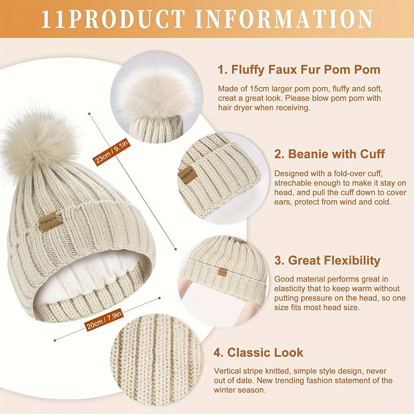 Winter Beanie Scarf Gloves Set Women Pom Pom Hat Neck Warmer Touchscreen Gloves 3 in 1