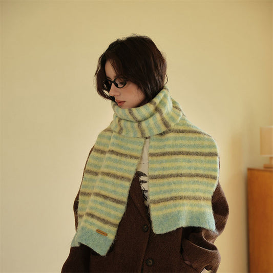 Scarf for Women Winter Scarves - Cozy Striped Knit Infinity, Soft Plush Yarn, Casual Fashion