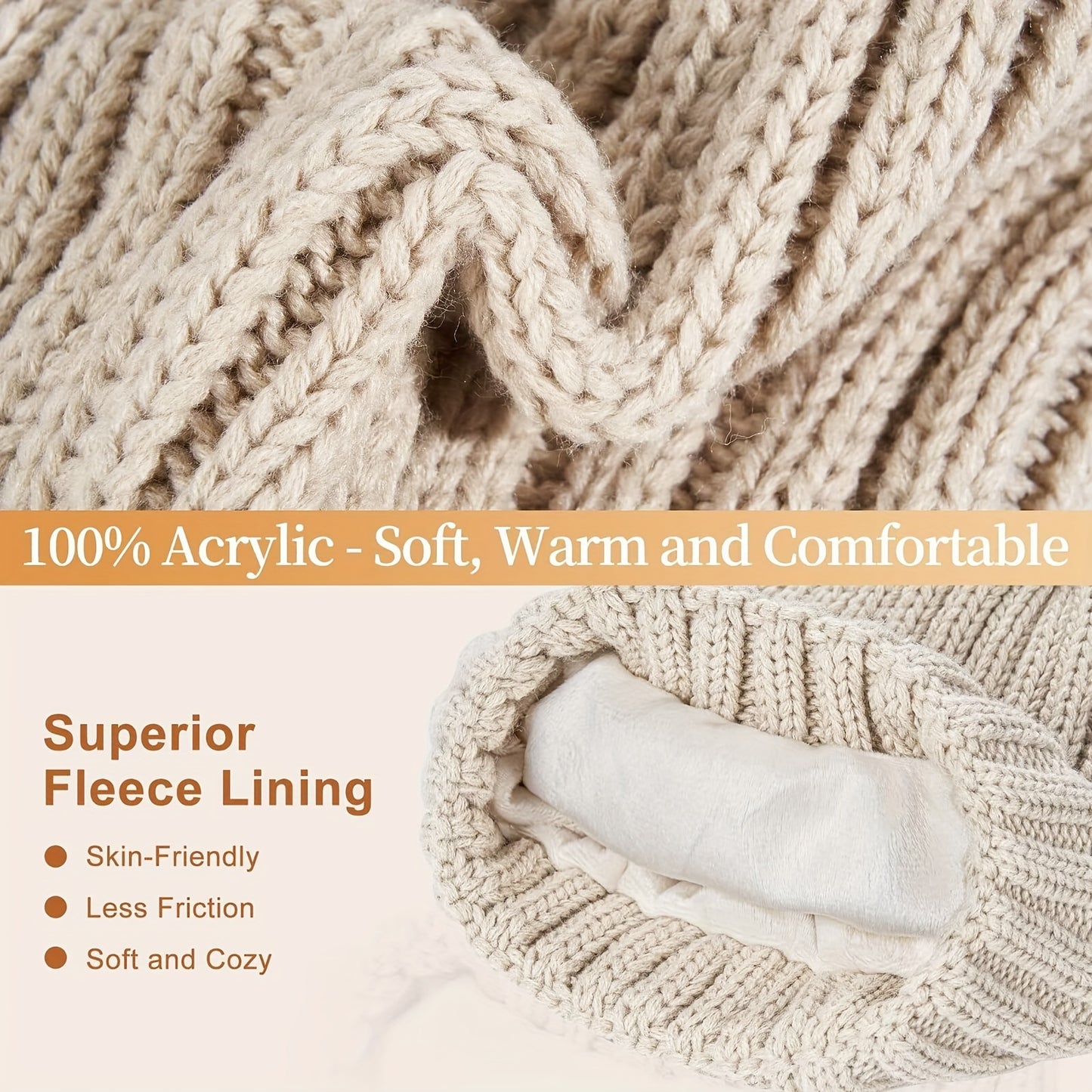 Winter Beanie Scarf Gloves Set Women Pom Pom Hat Neck Warmer Touchscreen Gloves 3 in 1