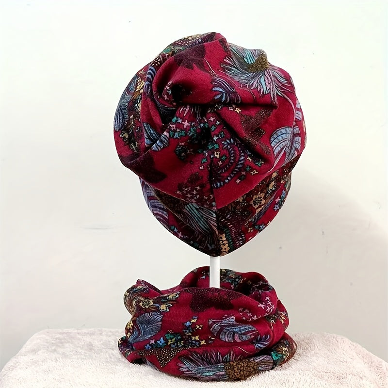 4pcs Set Retro Printed Neck Waistband Scarf Bohemian Windproof Winter Accessories