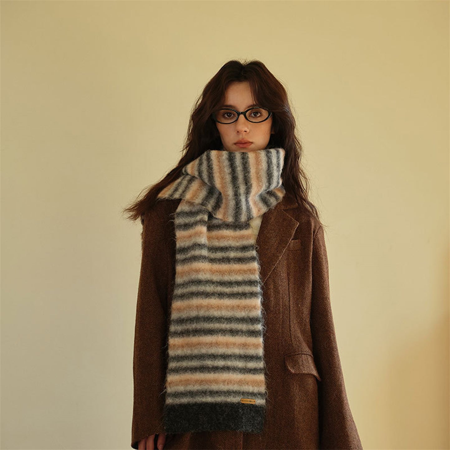 Scarf for Women Winter Scarves - Cozy Striped Knit Infinity, Soft Plush Yarn, Casual Fashion