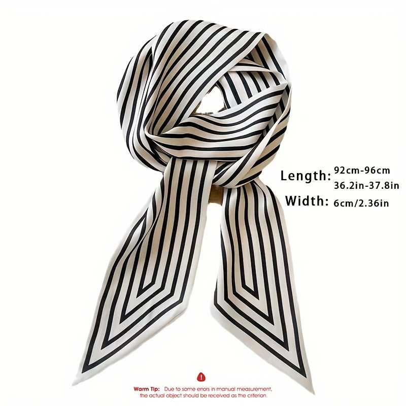 Versatile Satin Scarf 1 Pack Striped Ribbon Scarf Minimalist Long Narrow Fashion Accessory for Neck Hair Bag