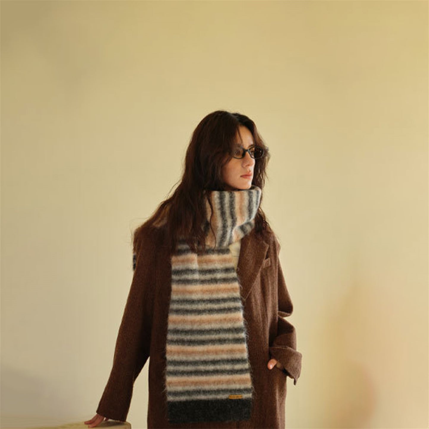 Scarf for Women Winter Scarves - Cozy Striped Knit Infinity, Soft Plush Yarn, Casual Fashion